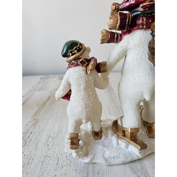 Polar bear skater skiers figurine statue large Xmas decor family - Picture 5 of 10